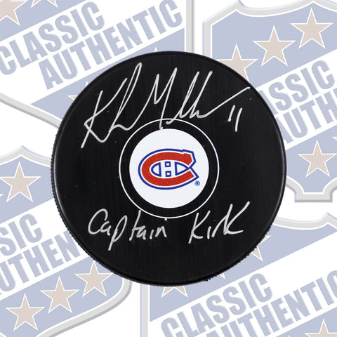 Kirk Muller Montreal Canadiens autographed puck w/Captain Kirk (#1783a)