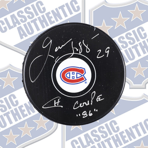 GASTON GINGRAS Montreal Canadiens autographed puck w/86 Coupe (#1896a)