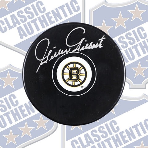 GILLES GILBERT Boston Bruins autographed puck (#1921)