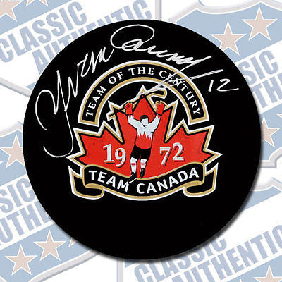 YVAN COURNOYER Team Canada Summit Series 1972 autographed puck (#2043)