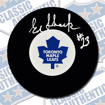 EDDIE SHACK Toronto Maple Leafs autographed puck (#1868)