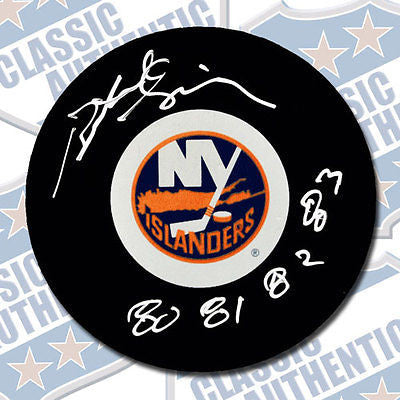 BUTCH GORING New York Islanders autographed puck w/Cups (#1827)