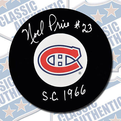 NOEL PRICE Montreal Canadiens autographed puck w/1966 cup (#2433)