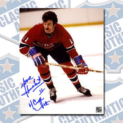 YVON LAMBERT Montreal Canadiens autographed 8x10 photo w/4 Cups (#2822)