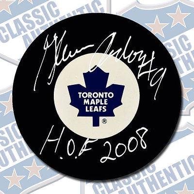 GLENN ANDERSON Toronto Maple Leafs autographed puck w/HOF (#1872)