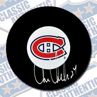 CHRIS CHELIOS Montreal Canadiens autographed puck (#1817)
