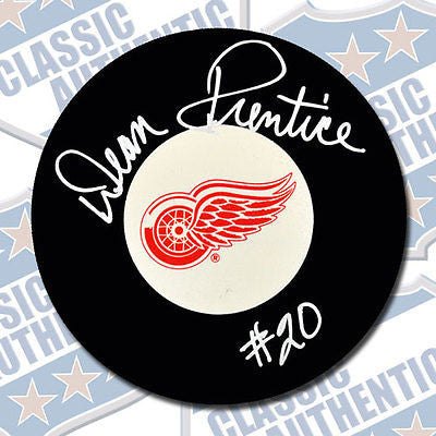 DEAN PRENTICE Detroit Red Wings autographed puck (#1856)