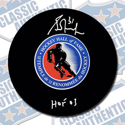 GRANT FUHR Hall of Fame autographed puck w/HOF (#1894)