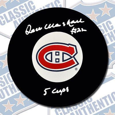 DON MARSHALL Montreal Canadiens autographed puck w/5 Cups (#1851)