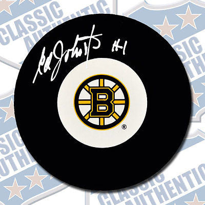 ED JOHNSTON Boston Bruins autographed puck (#1866)