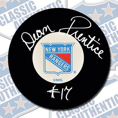 DEAN PRENTICE New York Rangers autographed puck (#1854)