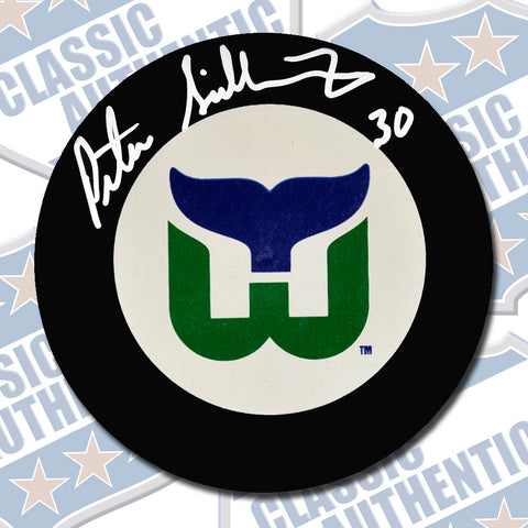 PETER SIDORKIEWICZ Hartford Whalers autographed puck (#3217)