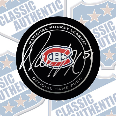 DAVID DESHARNAIS Montreal Canadiens Autographed Official Game Puck (#3403)