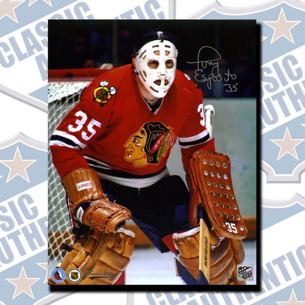 Tony Esposito Autographed Red Chicago Blackhawks Jersey