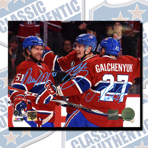 DAVID DESHARNAIS, BRENDAN GALLAGHER & ALEX GALCHENYUK Montreal Canadiens triple autographed 8x10 (#3484)