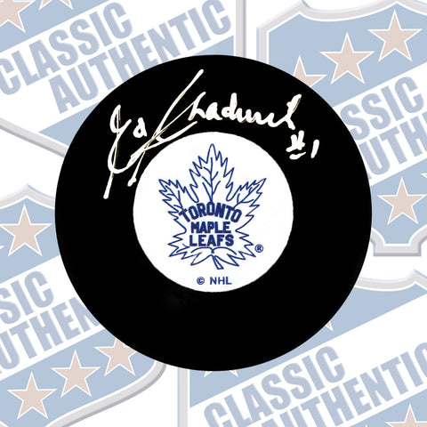ED CHADWICK Toronto Maple Leafs autographed puck (#690)