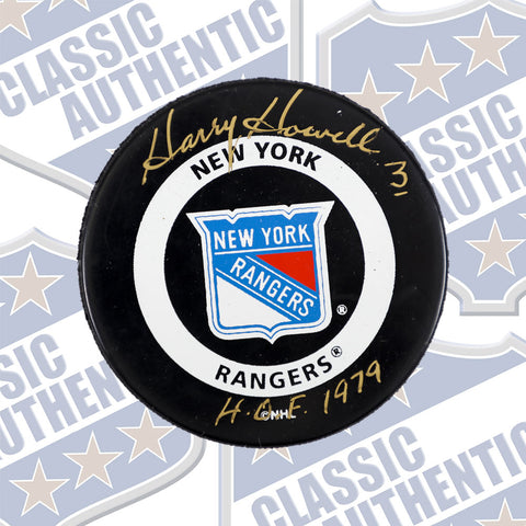 HARRY HOWELL New York Rangers autographed puck w/HOF 1979 (#542)