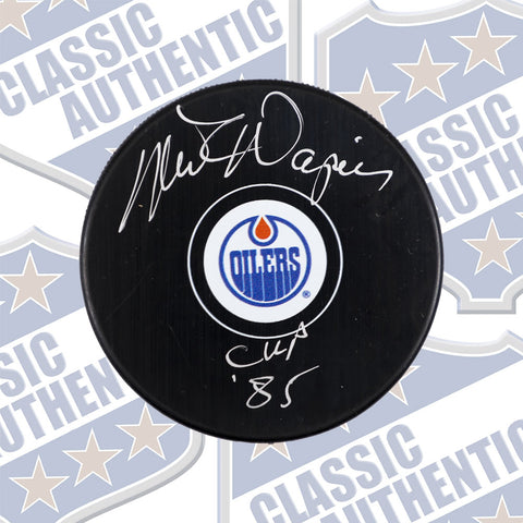 MARK NAPIER Edmonton Oilers autographed puck W/85 CUP (#725)