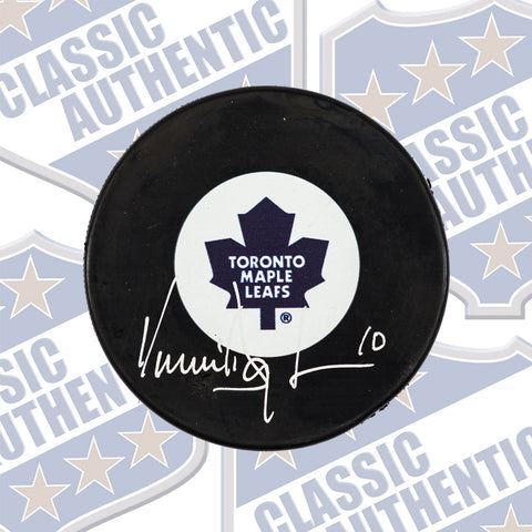 VINCENT DAMPHOUSSE Toronto Maple Leafs autographed puck (#8849)