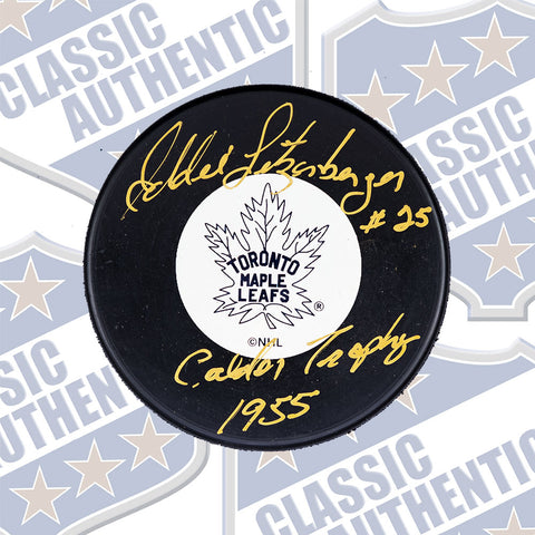 EDDY LITZENBERGER Toronto Maple Leafs autographed puck (w/calder inscription) (#8820)
