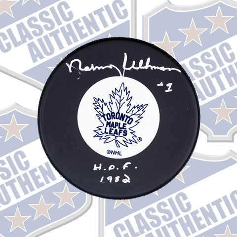 NORM ULLMAN Toronto Maple Leafs autographed puck  (#623)