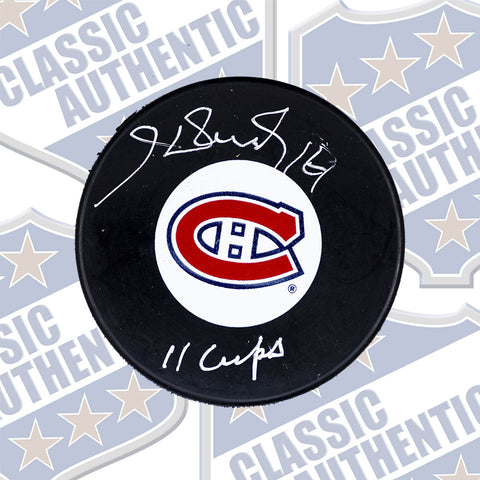 HENRI RICHARD Montreal Canadiens autographed puck w/11 Cups (#721)