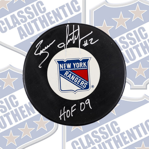 BRIAN LEETCH New York Rangers autographed puck w/HOF (#1309)