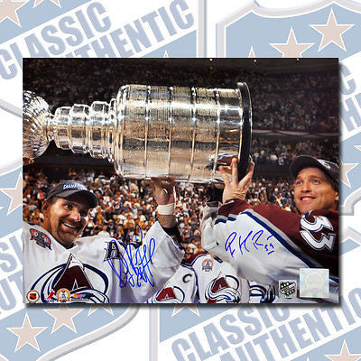 PATRICK ROY & RAY BOURQUE Colorado Avalanche dual signed 11x14 photo (#1127)