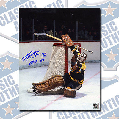 GERRY CHEEVERS Boston Bruins autographed 8x10 photo w/HOF (#1152)
