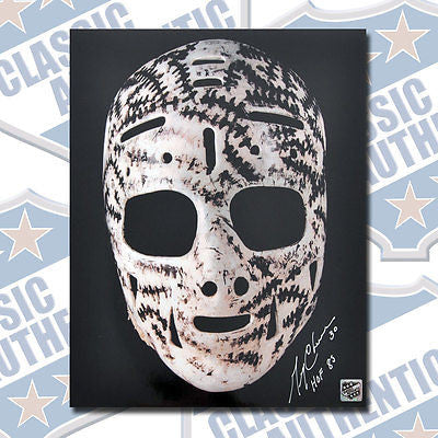 GERRY CHEEVERS Boston Bruins mask autographed 11x14 photo w/HOF (#1113)