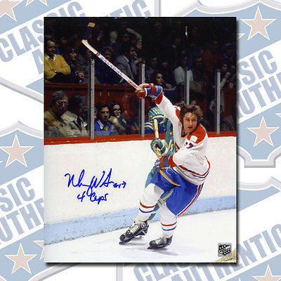 MURRAY WILSON Montreal Canadiens autographed 8x10 photo w/4 Cups (#1339)