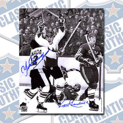 PAUL HENDERSON-YVAN COURNOYER Summit Series 1972 dual signed 8x10 photo (#3654)