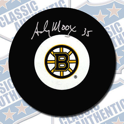 ANDY MOOG Boston Bruins autographed puck (#3186)