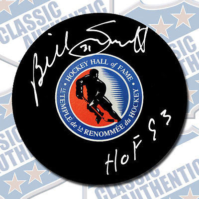 BILLY SMITH Hall of Fame autographed puck w/HOF (#1792)