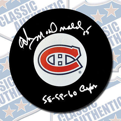 AB McDONALD Montreal Canadiens autographed puck w/Cups (#1789)