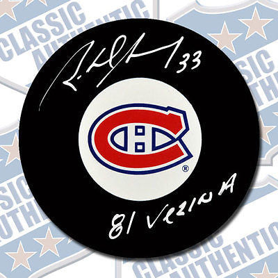 RICHARD SEVIGNY Montreal Canadiens autographed puck w/81 Vezina (#2010)