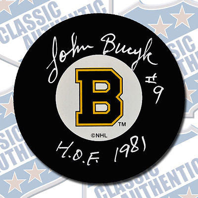 JOHN BUCYK Boston Bruins autographed puck w/HOF (#1911)