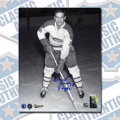 MARCEL BONIN Montreal Canadiens autographed 8x10 photo w/3 Cups (#1318)