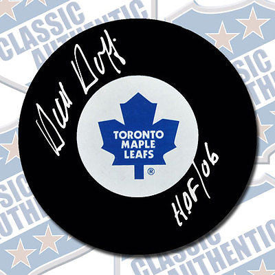 DICK DUFF Toronto Maple Leafs autographed puck w/HOF (#1834)
