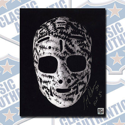 GERRY CHEEVERS's mask Boston Bruins autographed 8x10 photo w/HOF (#1149)