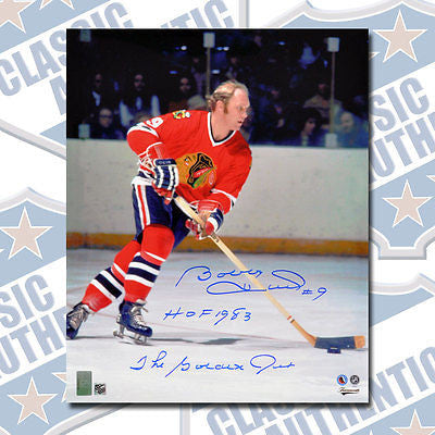 BOBBY HULL Chicago Blackhawks autographed 16x20 photo w/HOF (#2841)