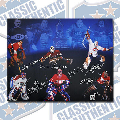THE VEZINA Montreal Canadiens goalie collage mutli-signed 11x14 photo (#1105)