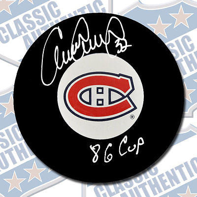 CLAUDE LEMIEUX Montreal Canadiens autographed puck w/Cup (#1822)