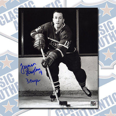 JUNIOR LANGLOIS Montreal Canadiens autographed 8x10 photo w/3 Cups (#1213)