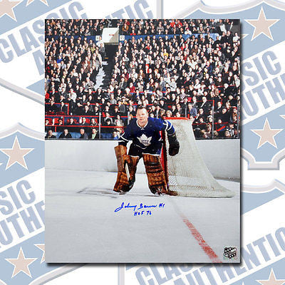 JOHNNY BOWER Toronto Maple Leafs Autographed 16x20 photo w/HOF (#1004)