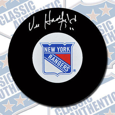 VIC HADFIELD New York Rangers autographed puck (#2036)