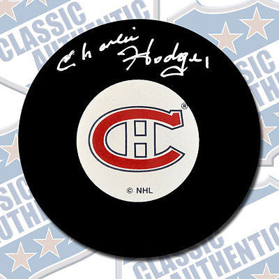 CHARLIE HODGE Montreal Canadiens autographed puck (#1813)