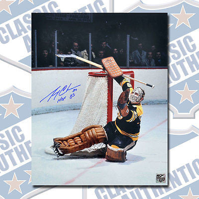 GERRY CHEEVERS Boston Bruins autographed 11x14 photo w/HOF (#1101)