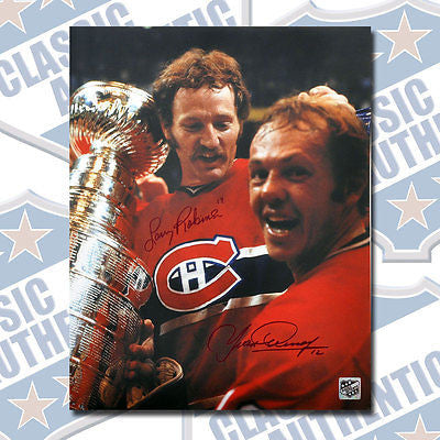 LARRY ROBINSON-YVAN COURNOYER Canadiens dual signed 11x14 photo (#2703)