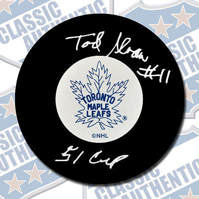 TOD SLOAN Toronto Maple Leafs autographed puck w/51 Cup (#2034)